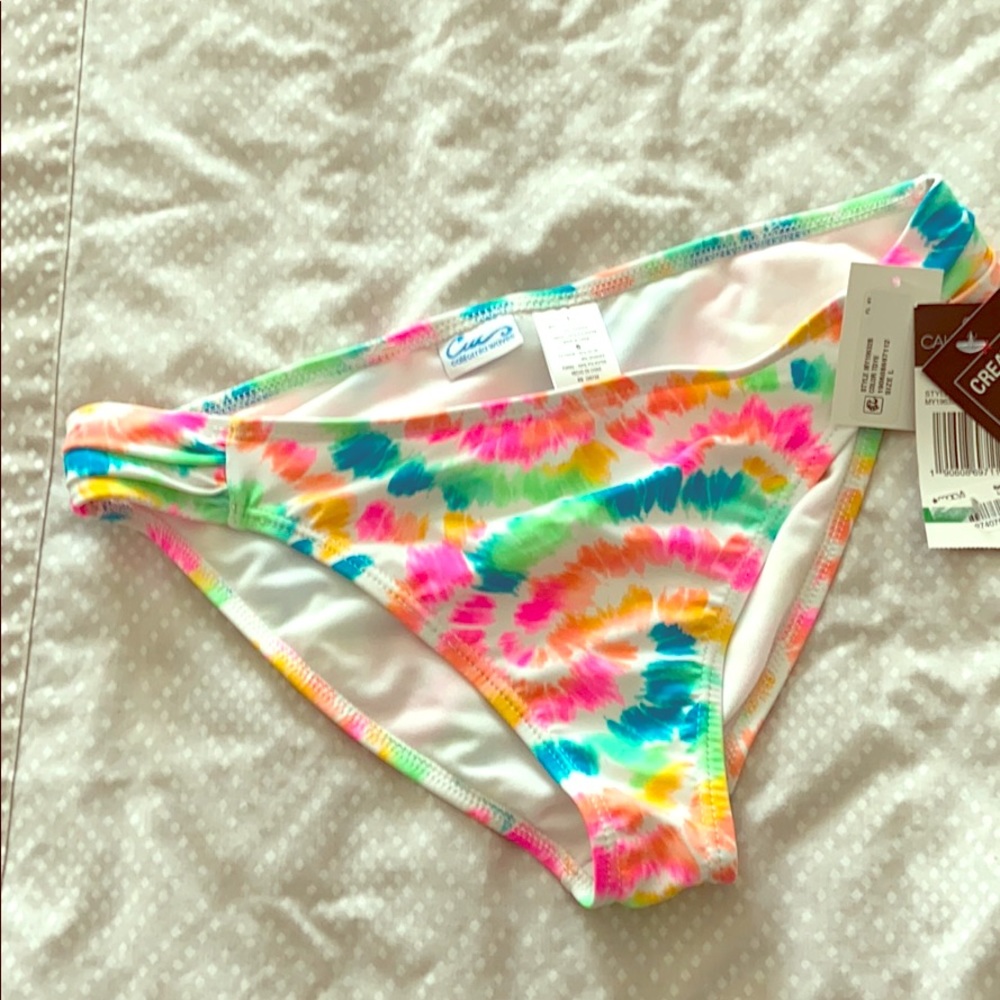 Tie dye rainbow swim bikini bottoms festival style